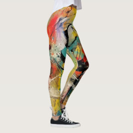 Legging Abstrato explosão de cores vibrantes e dinâmicas