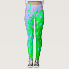 Legging Abstrato - Flor retrógrado na Lavanda e no Verde l
