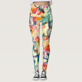 Legging Abstrato floral: ervas, padrão de flores.
