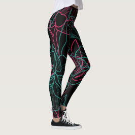 Legging Abstrato Floral Line Art Pattern Design
