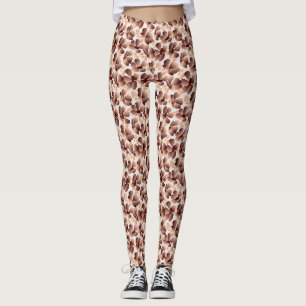 Legging Abstrato Floral moderna Mocha Mousse Beige Preppy