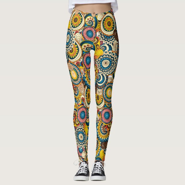 Legging Abstrato Floral Multicolorido Ártico de Raios Tent (Frente)
