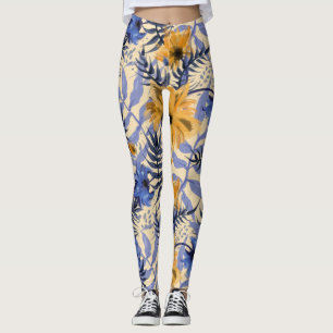 Legging Abstrato Floral: Padrão Moderno de Aquarela