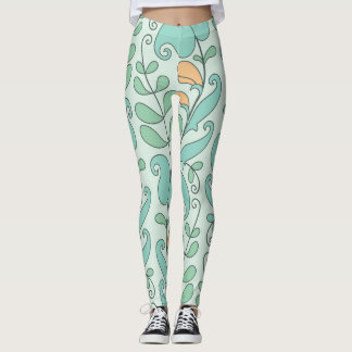 Legging Abstrato Floral: Padrão Sem Fios Vintage