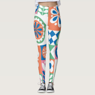 Legging Abstrato Floral, Scandinávia Folk Design.