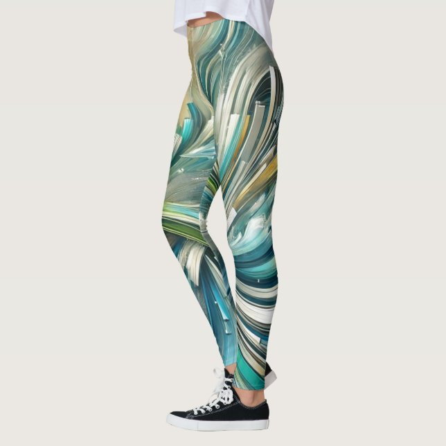 Legging Abstrato Fluid Swirl Mulheres (Esquerda)