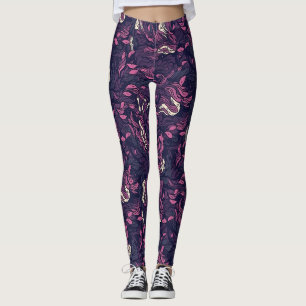 Legging Abstrato: Fluxo roxo e rosa