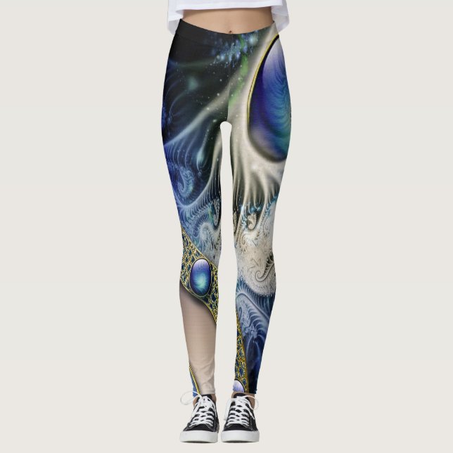Legging Abstrato Fractal Azul (Frente)
