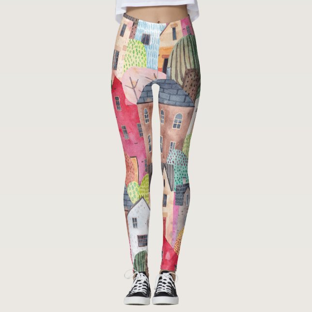 Legging Abstrato: Fundo Sem Costura De Aquarela. (Frente)