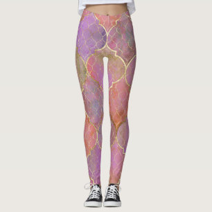 Legging Abstrato Geométrico: Aquarela Dourada marroquina