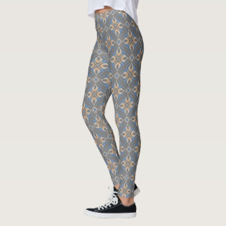 Legging Abstrato Geométrico Cinzas Florais