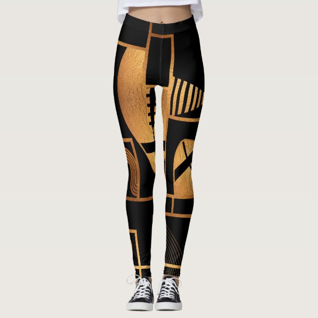Legging Abstrato Geométrico de Bronze de Futebol Americano (Frente)