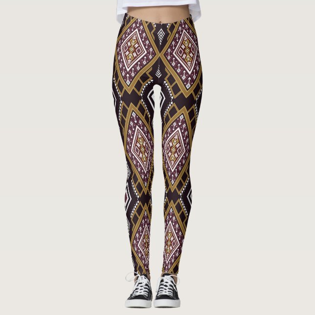 Legging Abstrato geométrico, design de papel de parede. (Frente)