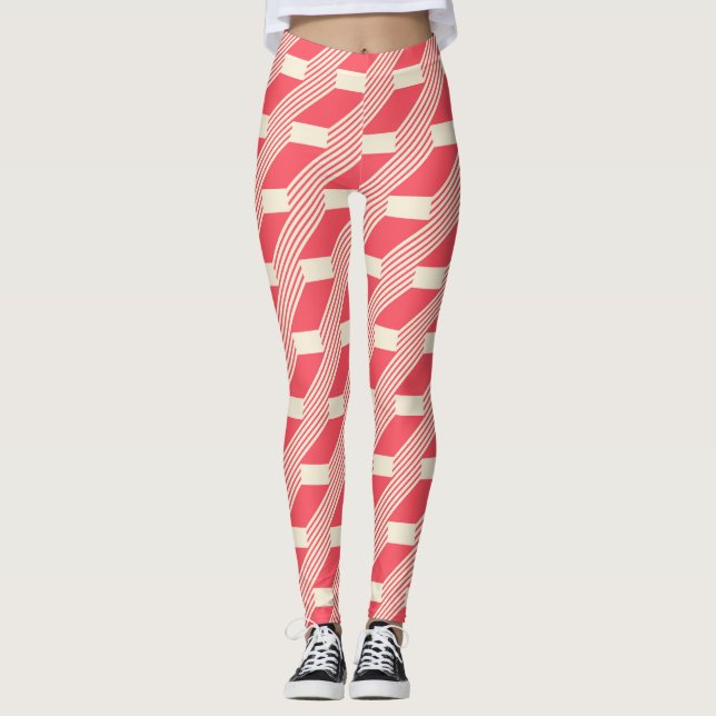 Legging Abstrato Geométrico, Escadas Vintage. (Frente)