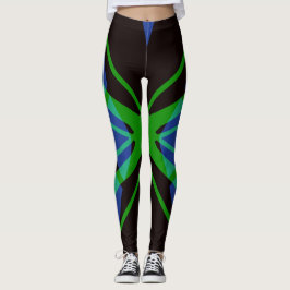 Legging Abstrato Geométrico Giro Yoga Azul Negro