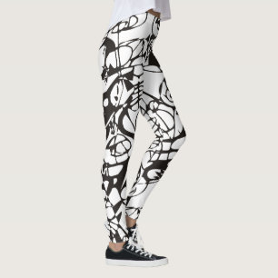 Legging Abstrato Gráfico preto branco Design
