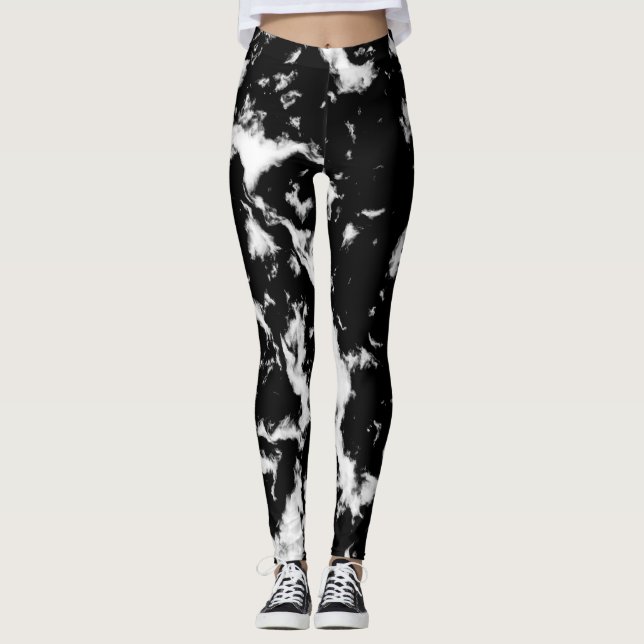 Legging Abstrato Grunge Marble - Coleção Preta e Branca (Frente)