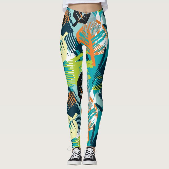 Legging Abstrato Grunge: Superfície Profunda Sem Olho. (Frente)
