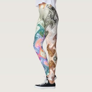 Legging abstrato H moderno, i letras efeito suave colorido