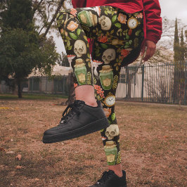 Legging Abstrato Halloween do Flor do Cogumelo da Planta d