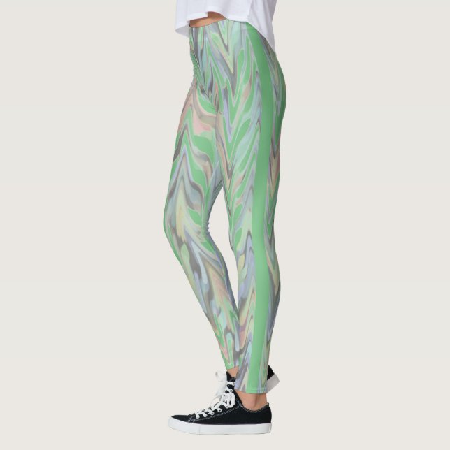 Legging Abstrato Herringbone - verde pálido/largo (Esquerda)