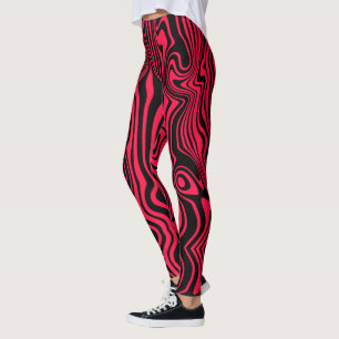 Legging Abstrato - Linhas Pretas e Vermelhas Adormecidas -