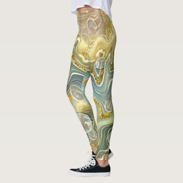 Legging Abstrato Liquid Marble Stone Textura de fundo (Esquerda)