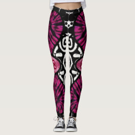 Legging Abstrato Love Heart Pink Floral Bolinhas Pretas
