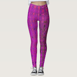 Legging Abstrato Magenta - Ondas de Boomerang Retro