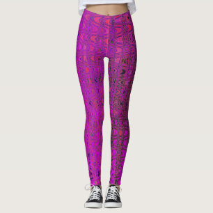 Legging Abstrato Magenta - Ondas de Boomerang Retro