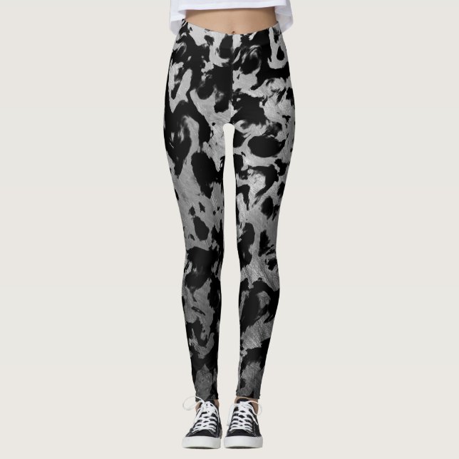 Legging Abstrato Magia - Prata Preta (Frente)