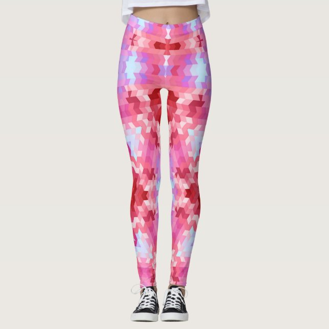 Legging Abstrato mandala kaleidoscope em formas redondas (Frente)