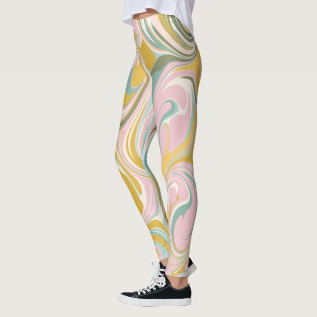 Legging Abstrato Marble Bonito em Rosa Terrestre e Dourado (Esquerda)