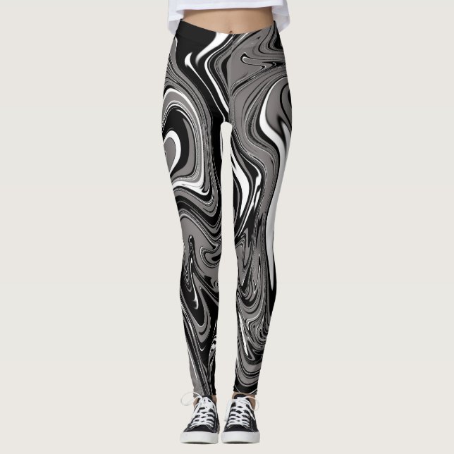 Legging Abstrato Marble - Ilustração Preta (Frente)