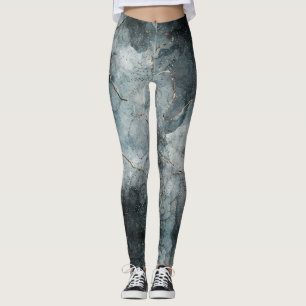 Legging Abstrato Marbled Paint Foggy Cinza Blue Modern Art