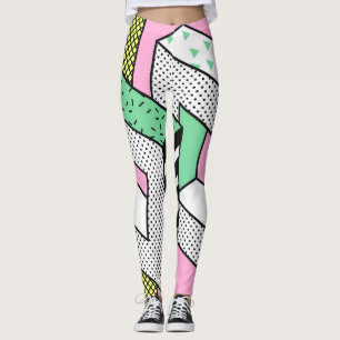 Legging Abstrato Memphis: formas geométricas de 80s.