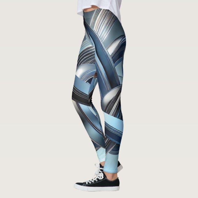 Legging Abstrato metálico futurístico feminino (Esquerda)