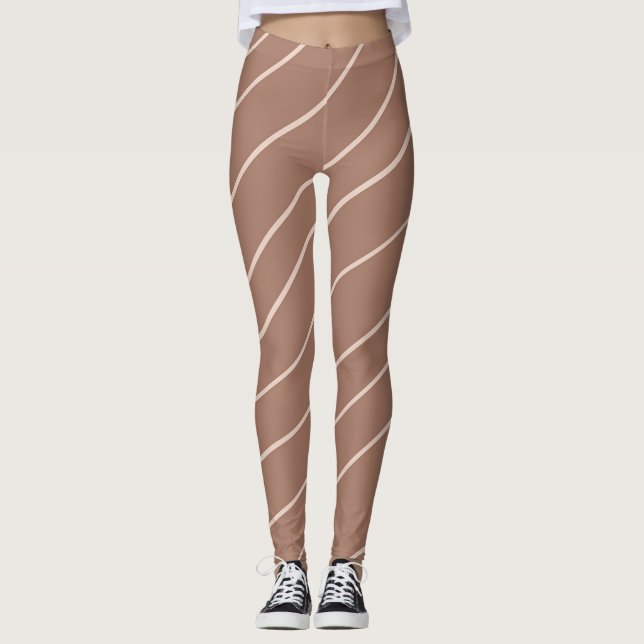 Legging Abstrato Mocha Mousse Curva de Portalha Desenhada  (Frente)