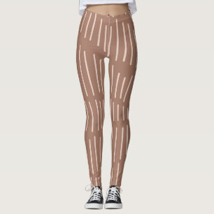 Legging Abstrato Mocha Mousse Linha de Portas Desenhada à