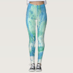 Legging Abstrato Moderno de Tendência Verde Azul Personali<br><div class="desc">Leggings de Abstrato Modelo modernas de tendências brancas e verdes personalizadas.</div>