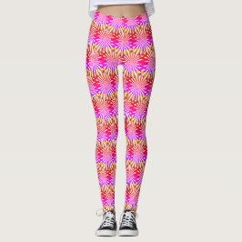 Legging Abstrato Moderno Feminino Gradiente Rosa Raios Fog