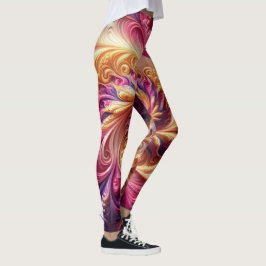 Legging Abstrato Moderno Girando Rosa, Dourado e Roxo