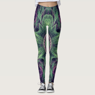 Legging Abstrato moderno - Roxo Fractal e Design Verde
