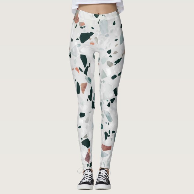 Legging Abstrato moderno Terrazzo Pattern (Frente)