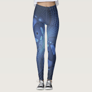 Legging Abstrato moderno Trendy Dusk Blue Fractal Art