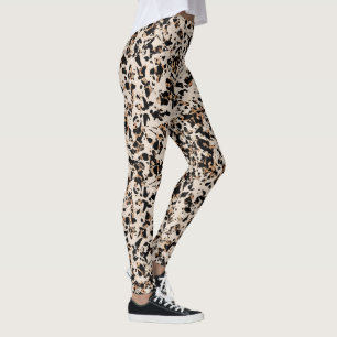 Legging Abstrato Mosaico Impressão Animal Castanho Preto