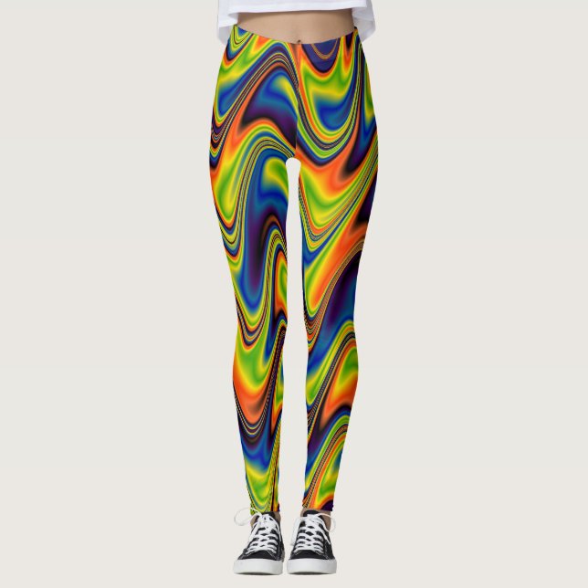 Legging Abstrato Multicolor Ondulado (Frente)