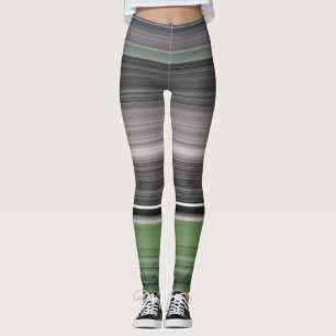Legging Abstrato nº 1: Verde-oliva e cinza