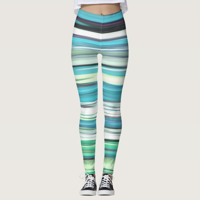 Legging Abstrato nº 2: borrão azul-aqua (Frente)
