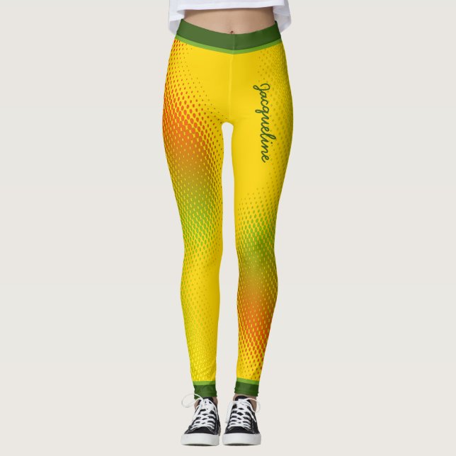 Legging Abstrato no Caribe Cores com Nome AMARELO (Frente)